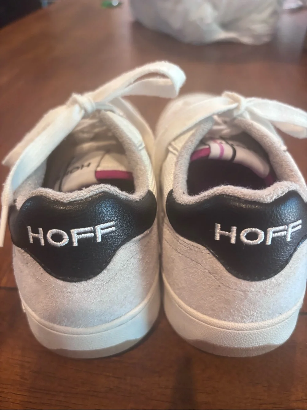 Anthropologie Hoff White Athletic Sneakers with Purple Stripe
